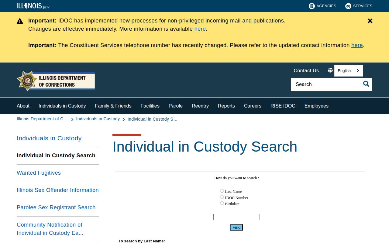 Official IDOC search for Saline County released inmate records
