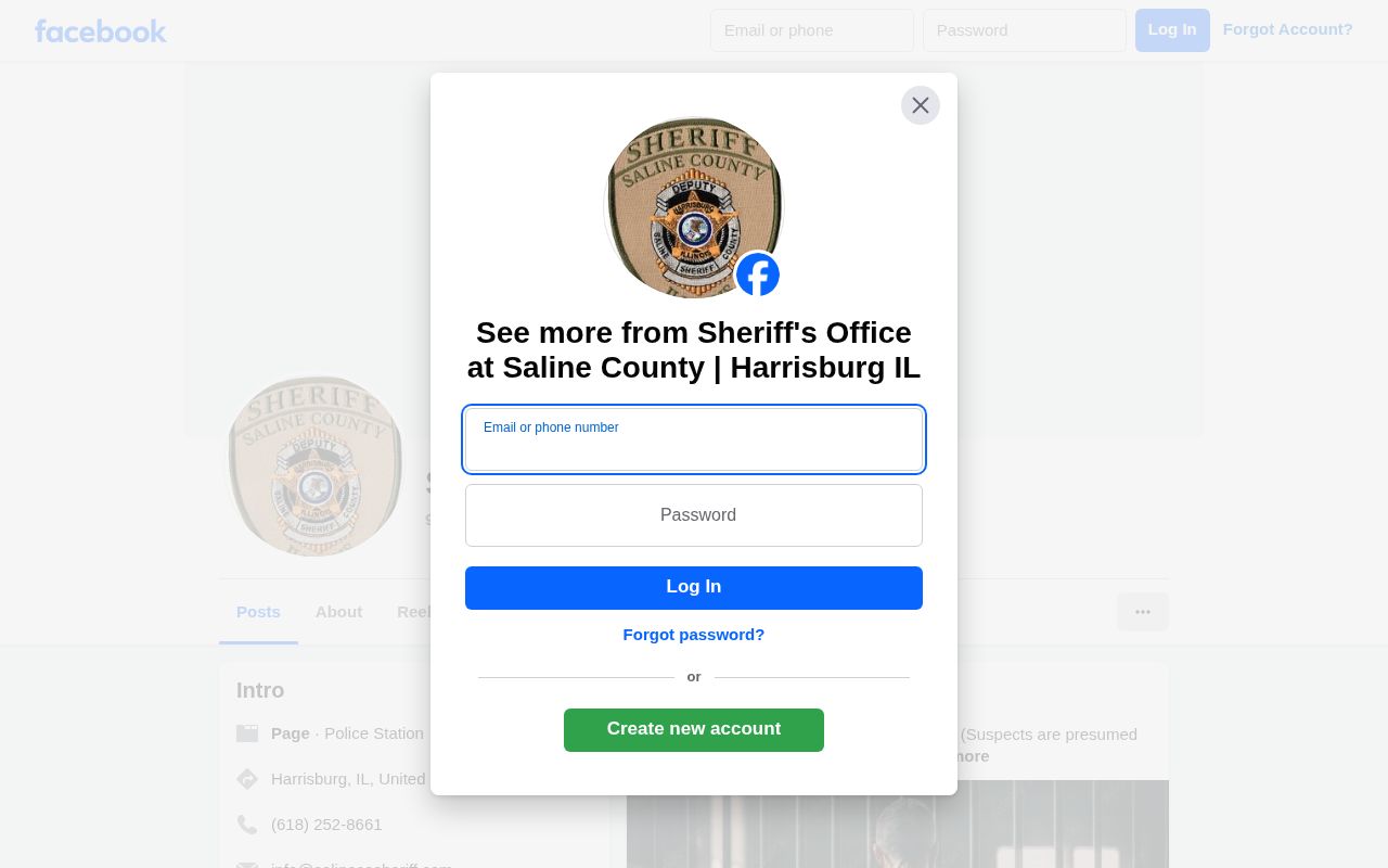 Saline County sheriff social channel for released inmate mugshot research